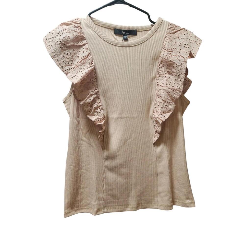 La Joie Women's Eyelet Ruffle Tank Fawn - Regular